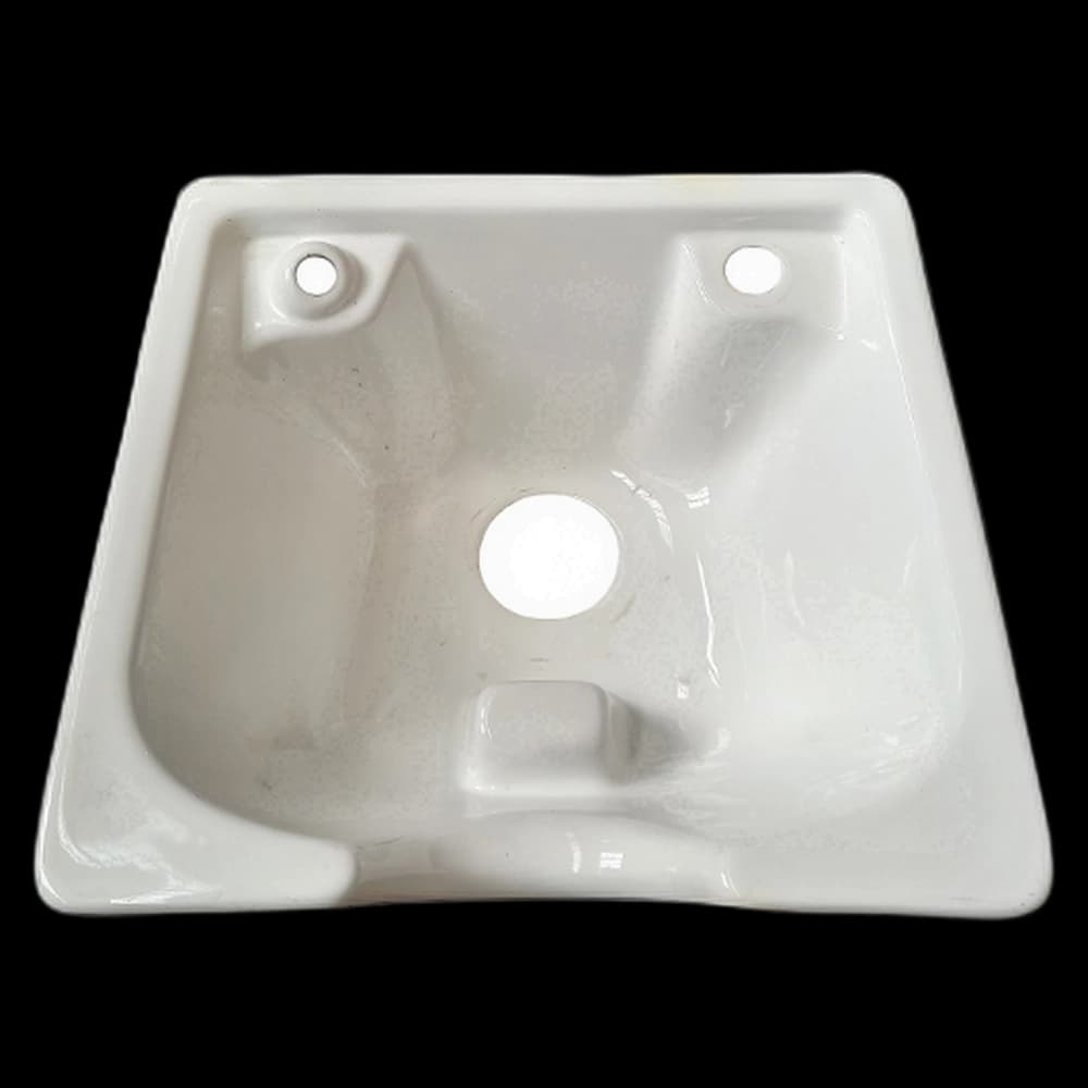Ceramic Basin - square with ridge - White