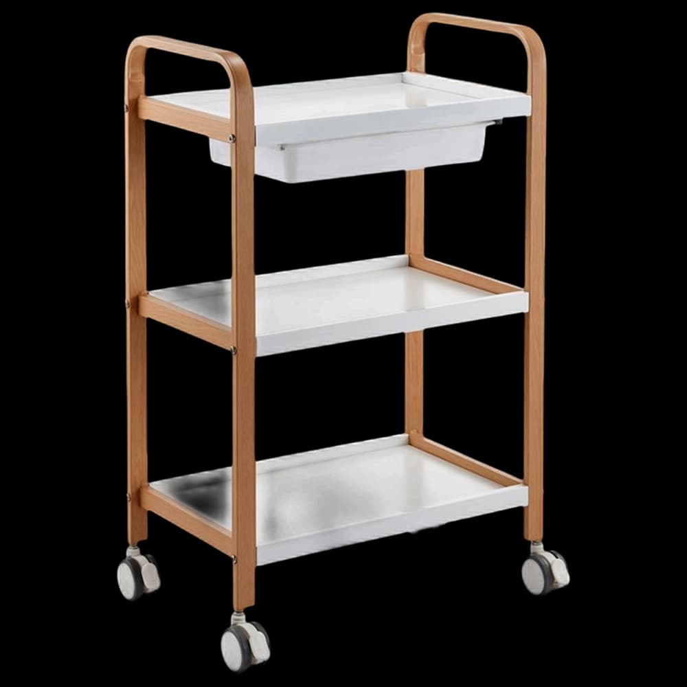 Beauty Trolley - 3 Tier (Wooden Shelves)