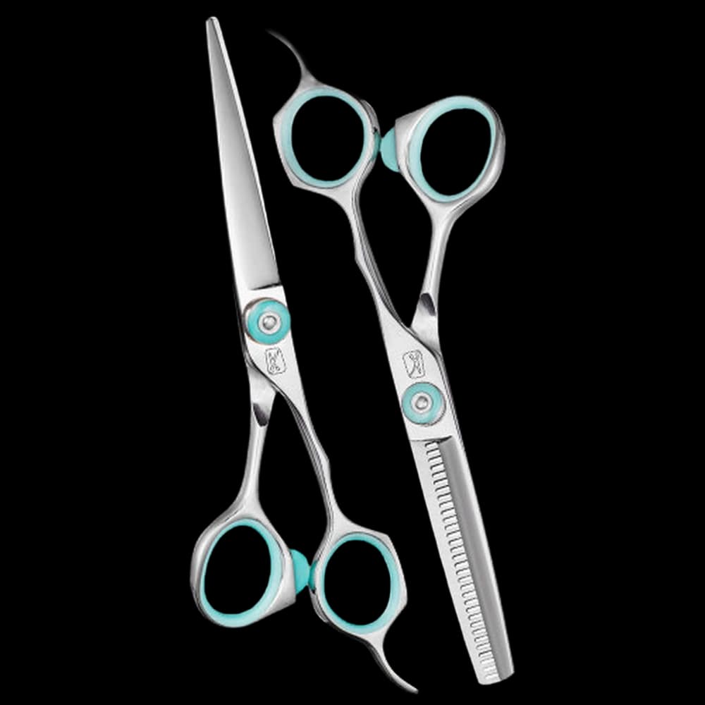 Razorline( AZURE) Scissor SET 5.5"- S/Steel (in GREEN Pouch)