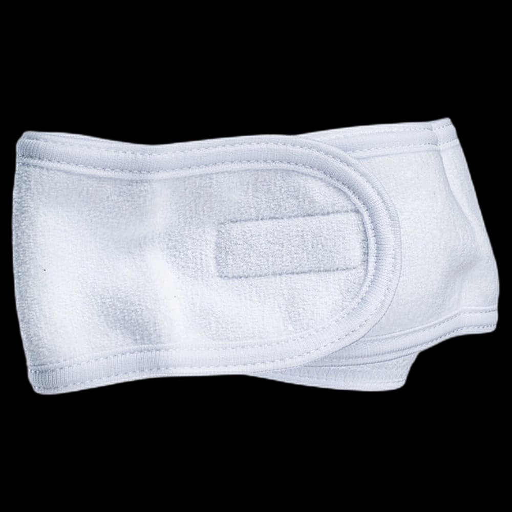 Head Band Toweling with Velcro & Ribbing - White (Imported)
