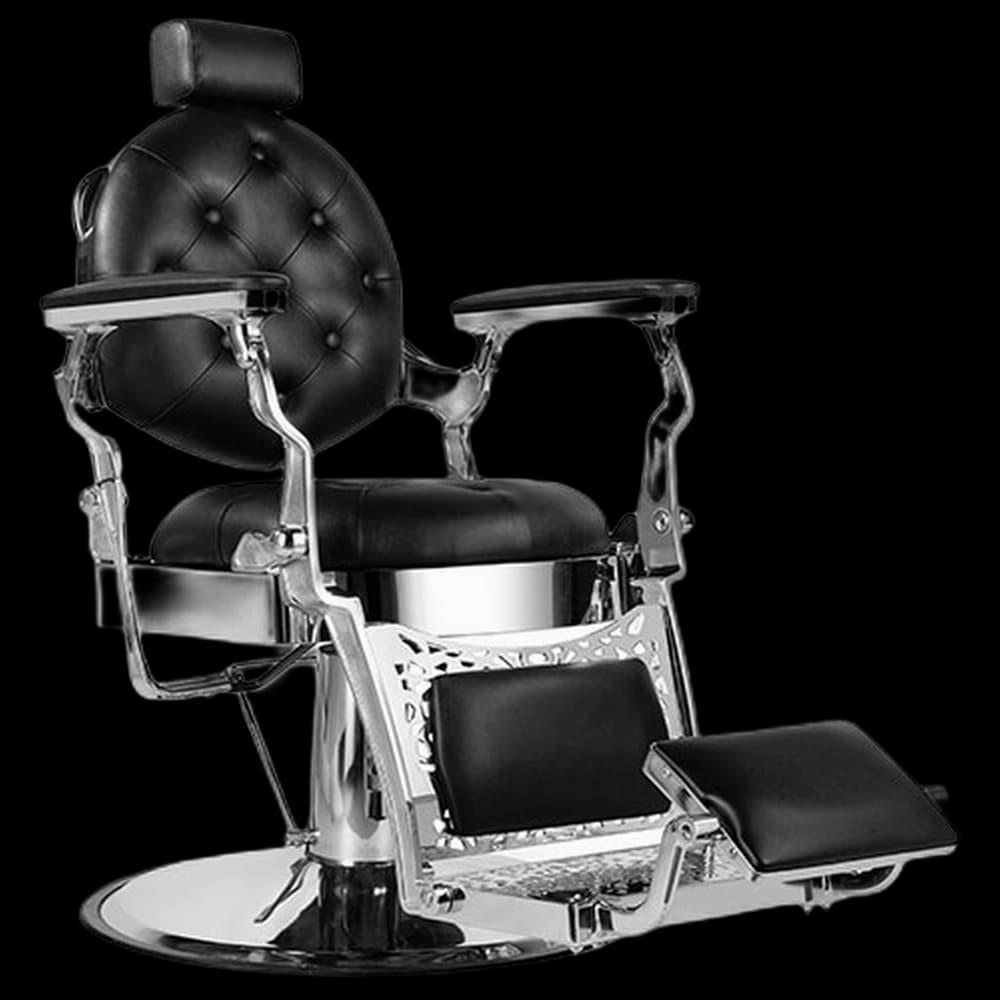 CALICO JACK Barber Chair - Silver Frame(Black Leather)