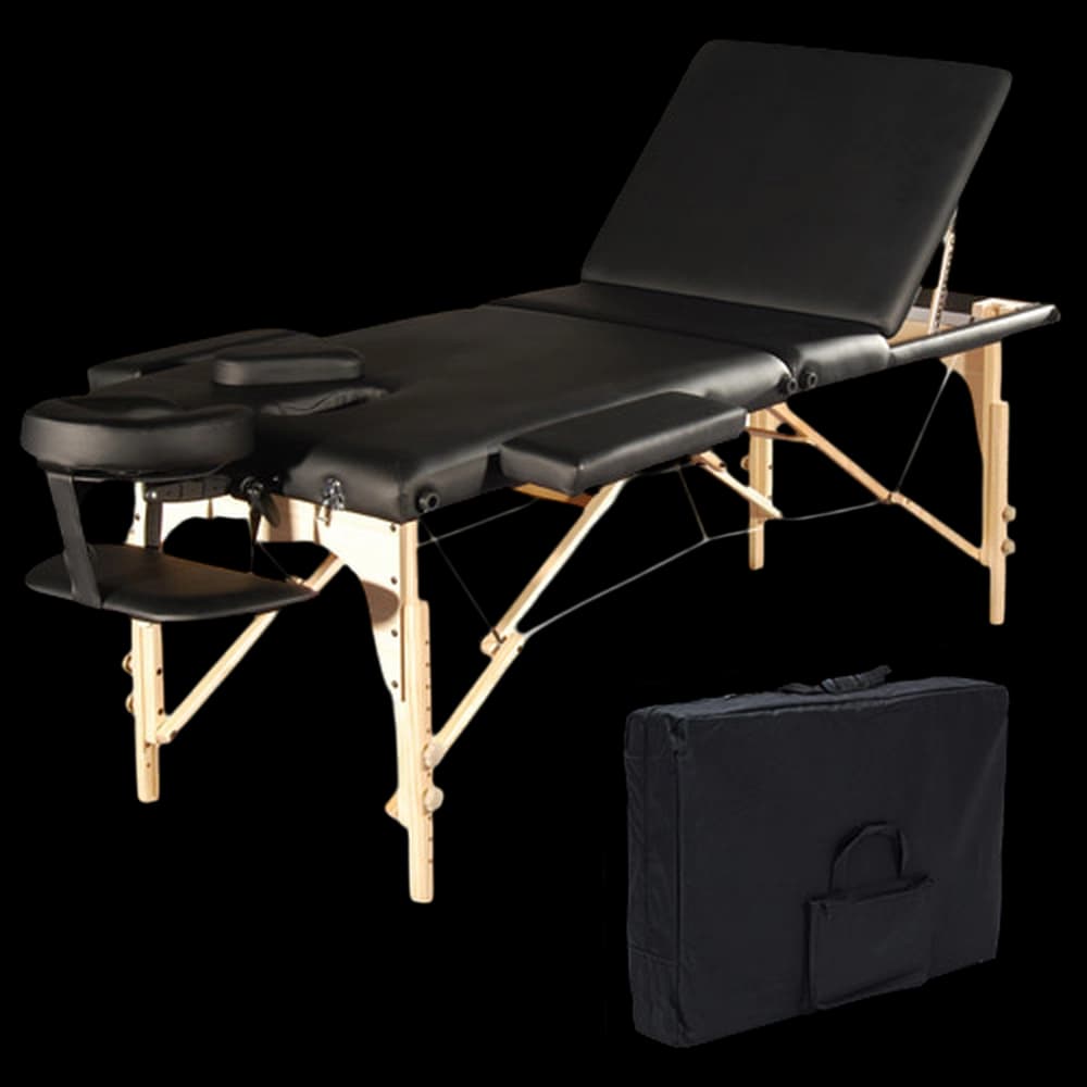 ***ORABI Wooden Portable Masage Bed (Black) Adj Head and Leg